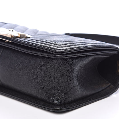 Chanel Caviar Chevron Quilted Medium Boy Flap Black 9 of 11