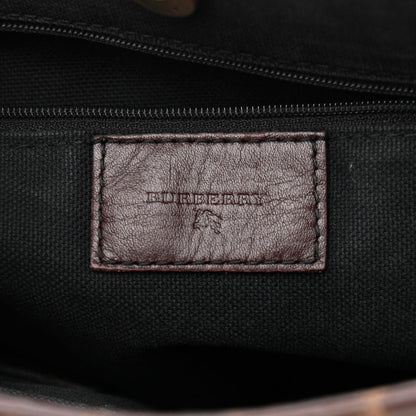 Burberry Haymarket Check Studded Tote Chocolate 6 of 19