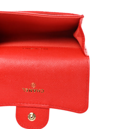 Chanel Caviar Quilted Flap Card Holder Wallet Red 5 of 9