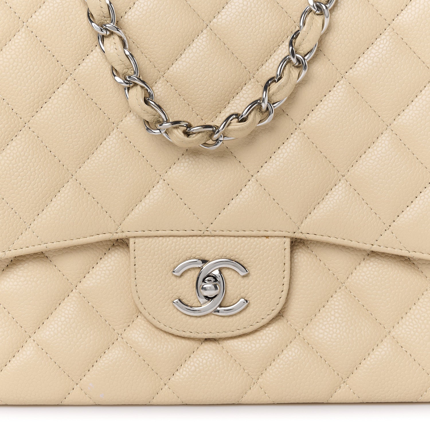 Chanel Caviar Quilted Jumbo Single Flap Beige Clair 9 of 12