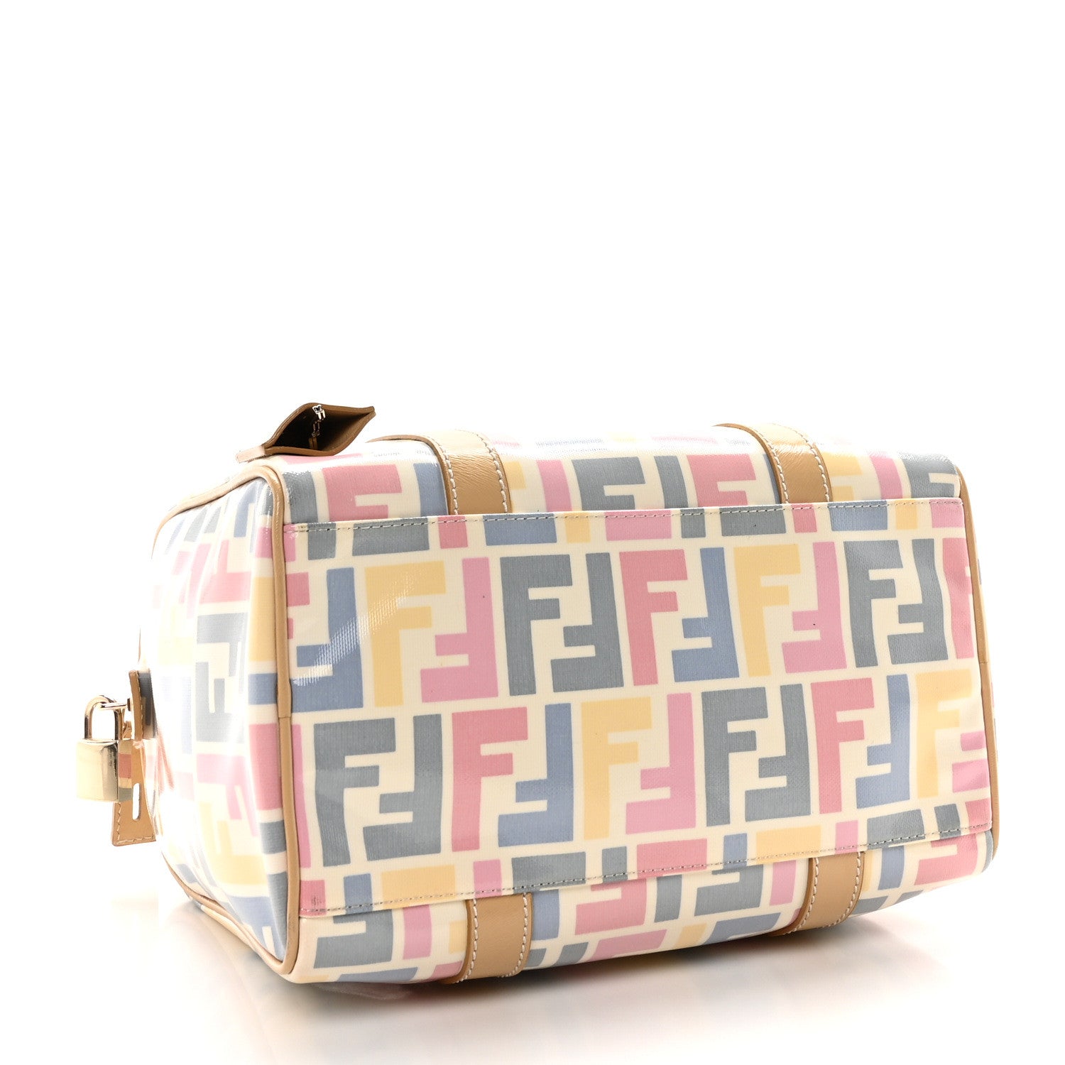 Fendi Vitello Grace Glazed Fabric FF Small Boston Multicolor White 4 of 10