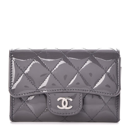Chanel Patent Quilted Card Holder Dark Grey 1 of 9