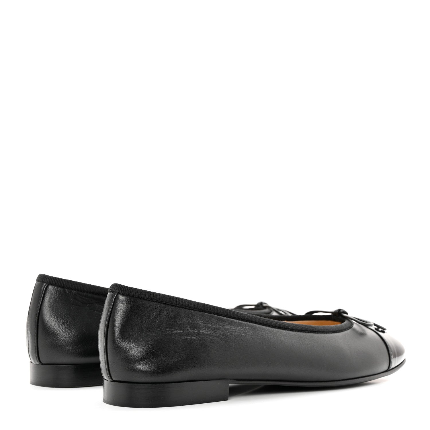 Chanel Lambskin Patent CC Cap Toe Ballerina Flats 37.5 Black 4 of 9
