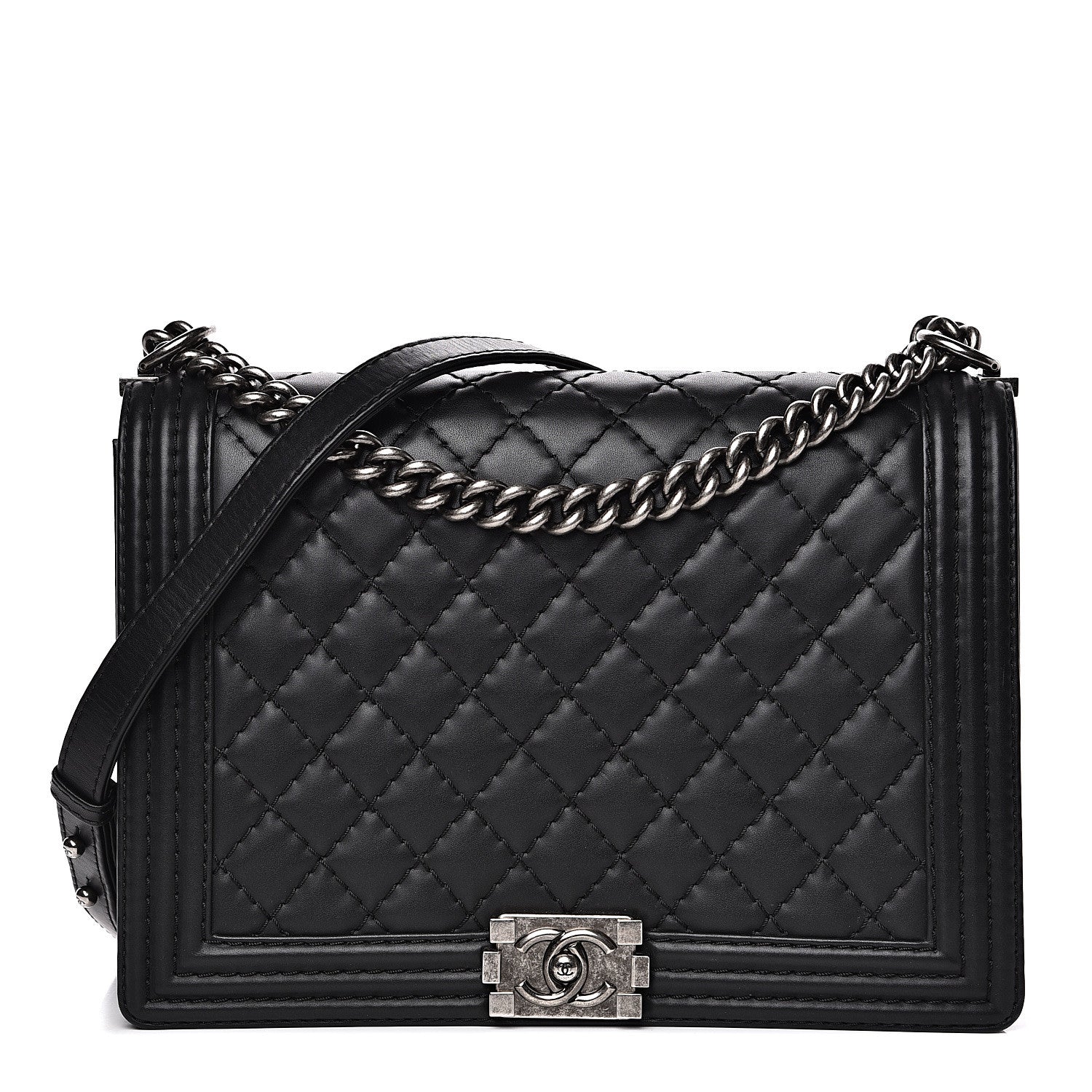 Chanel Lambskin Quilted Large Boy Flap Black 1 of 14