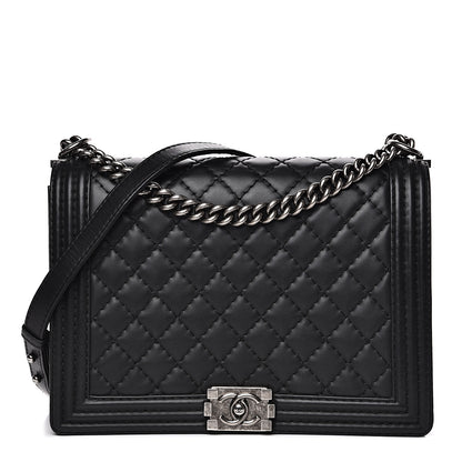 Chanel Lambskin Quilted Large Boy Flap Black 1 of 14