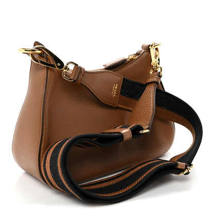 Prada Vitello Daino Soft Zippered Hobo Shoulder Bag Caramel 3 of 9