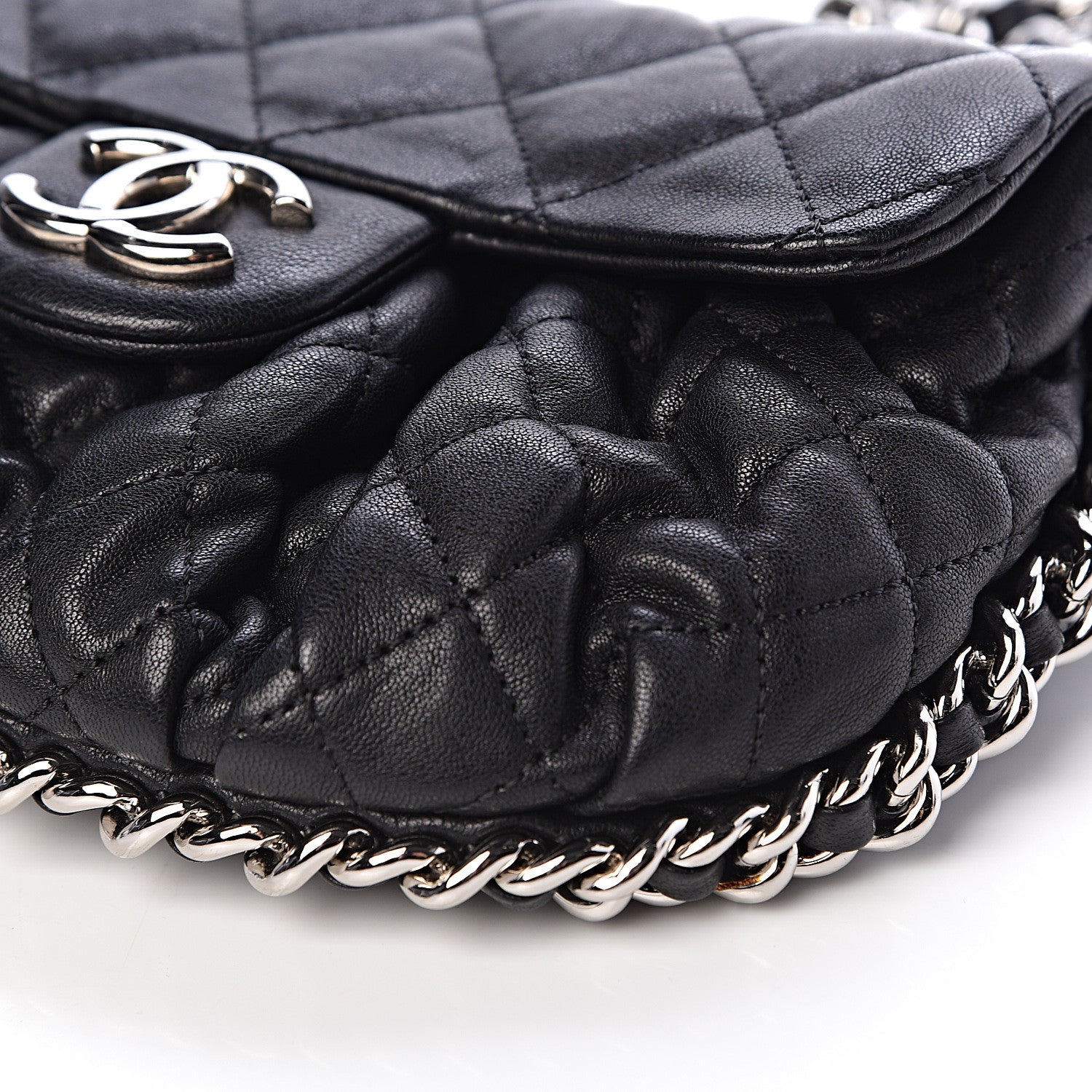Chanel Washed Lambskin Quilted Mini Chain Around Flap Black 9 of 11