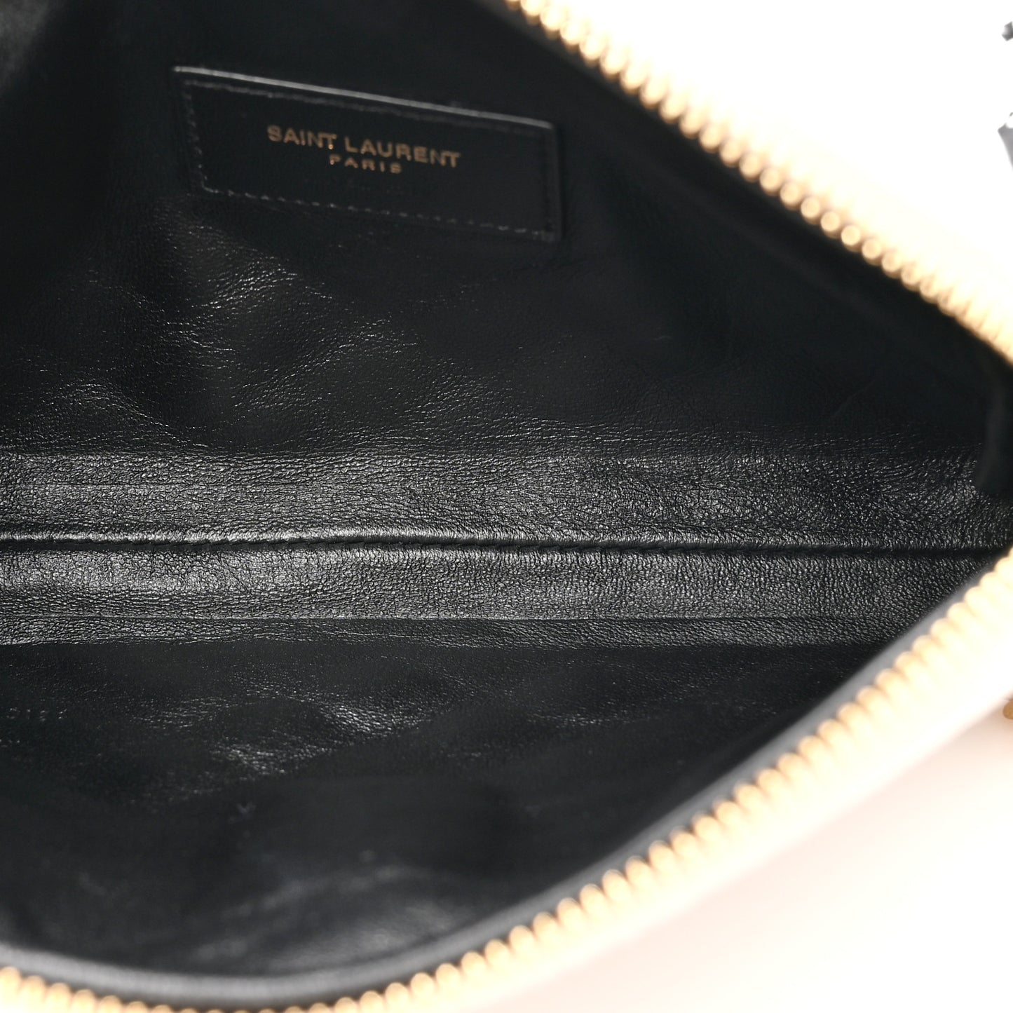 Lambskin Quilted Gaby Zipped Pouch Crema Soft