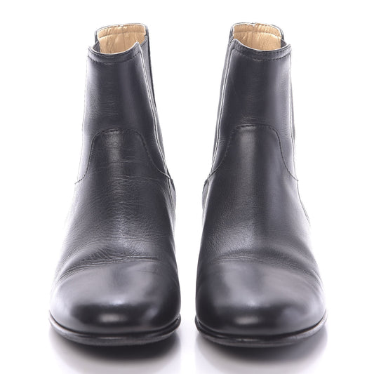 Calfskin Elastic Short Boots 39.5 Black