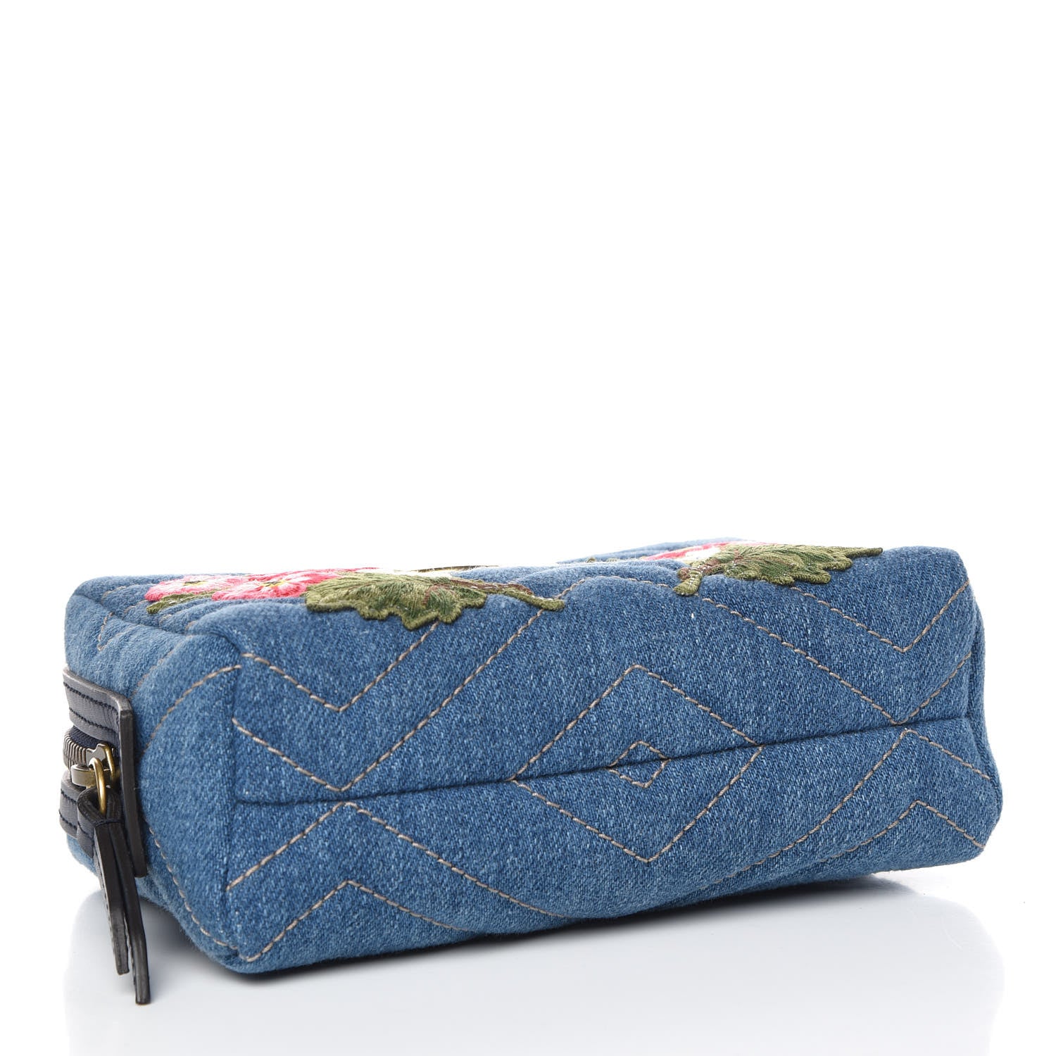 Gucci Denim Matelasse Flower Japan Limited GG Marmont Cosmetic Case Blue 4 of 9