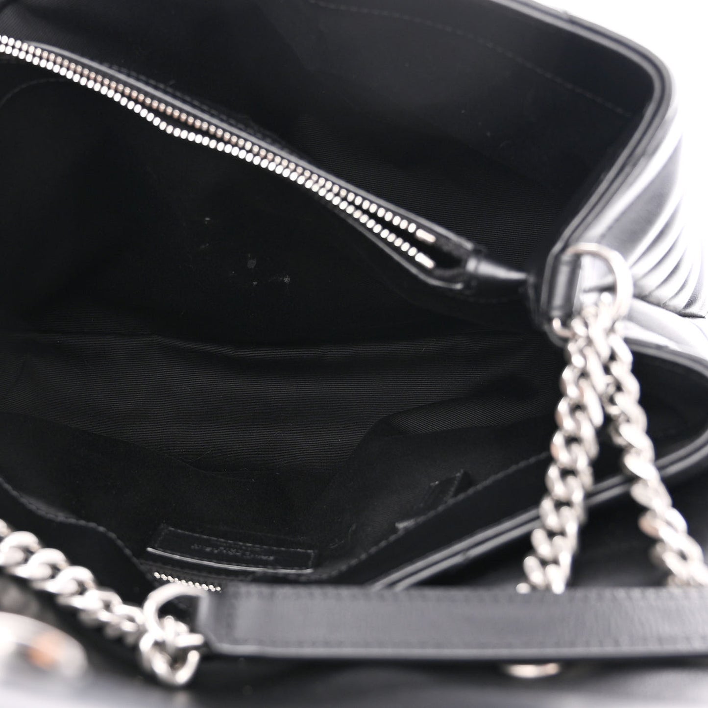Calfskin Y Quilted Monogram Medium Loulou Chain Satchel Black