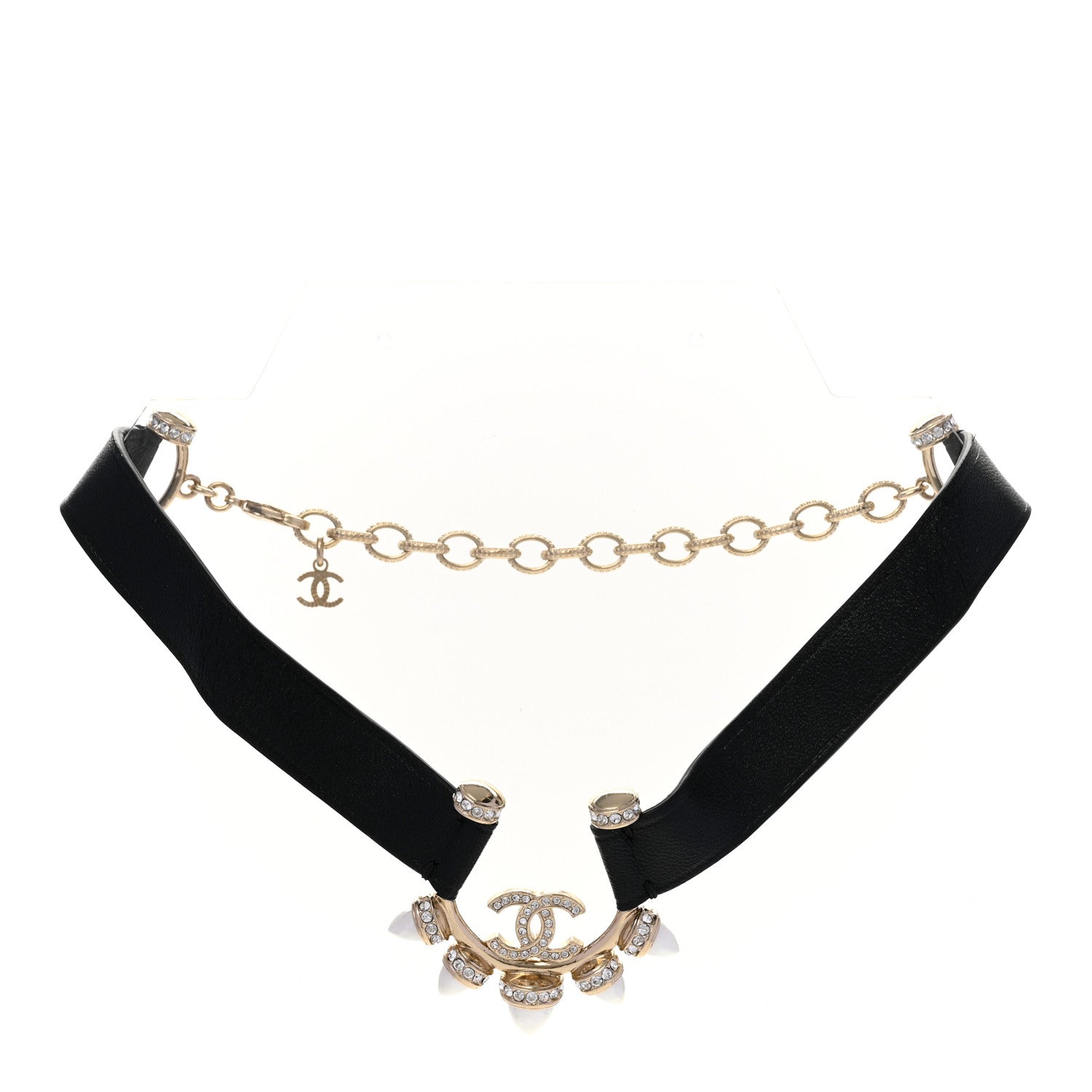 Chanel Lambskin Spike Pearl Crystal CC Choker Black 3 of 6