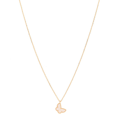 Van Cleef & Arpels 18K Yellow Gold Mother of Pearl Sweet Alhambra Butterfly Pendant Necklace 1 of 6