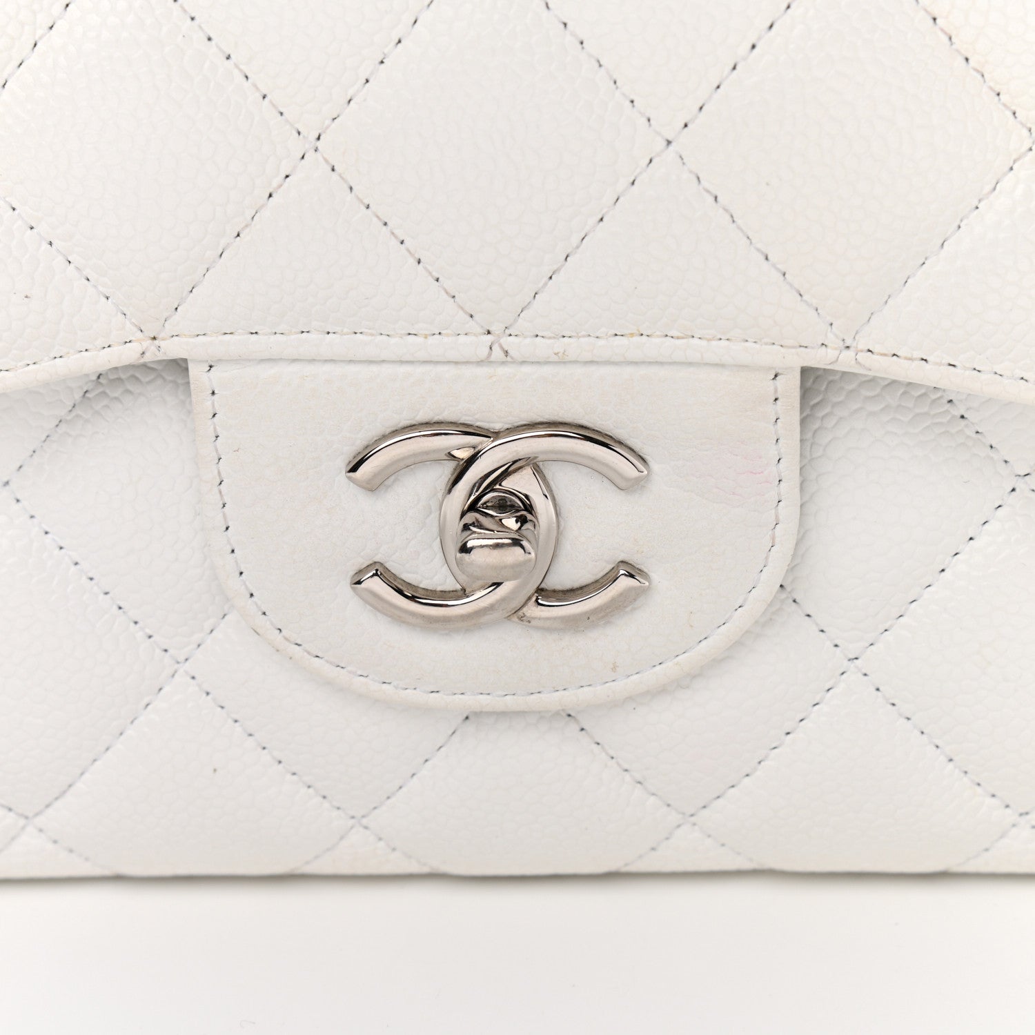 Chanel Caviar Quilted Jumbo Double Flap White 25 of 32