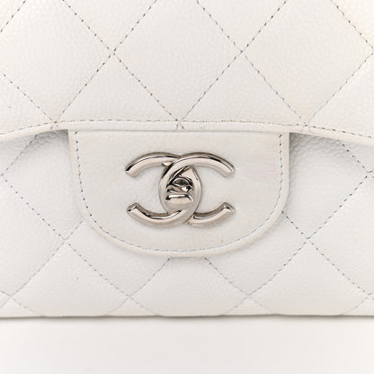 Chanel Caviar Quilted Jumbo Double Flap White 25 of 32