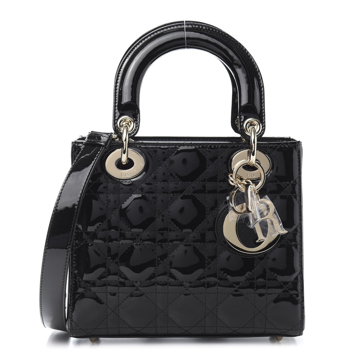 Patent Cannage Small Lady Dior Black