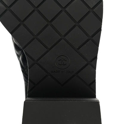 Chanel Pearly Calfskin Patent Calfskin Lace Up Combat Boots 38 Black 6 of 8