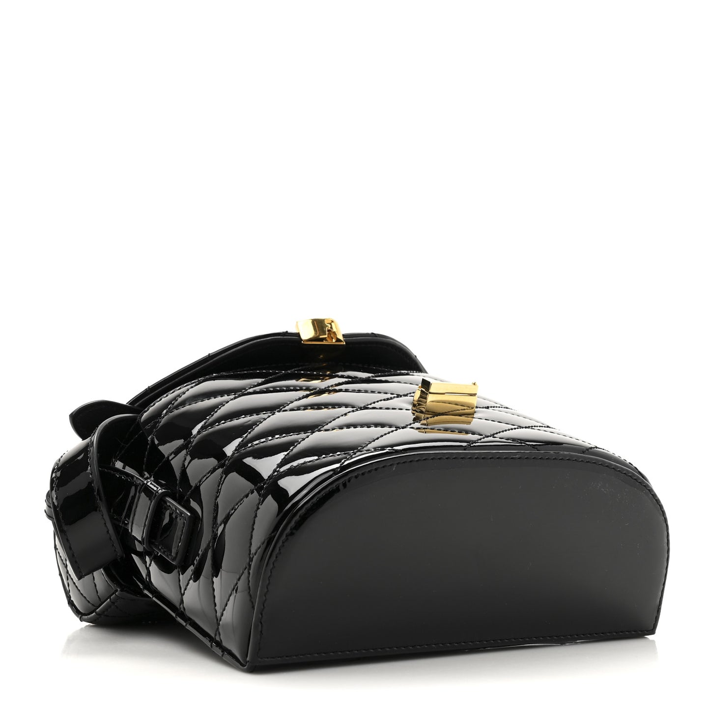 Patent Matelasse Monogram June Box Bag Black