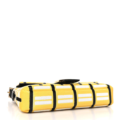 Fendi Satin Sequin Baguette Black Yellow White 5 of 11