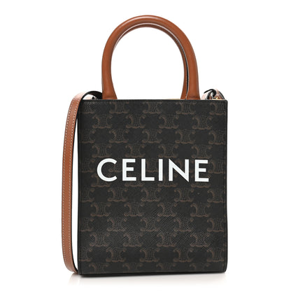 Celine Triomphe Canvas Calfskin Mini Vertical Cabas Tan 1 of 10