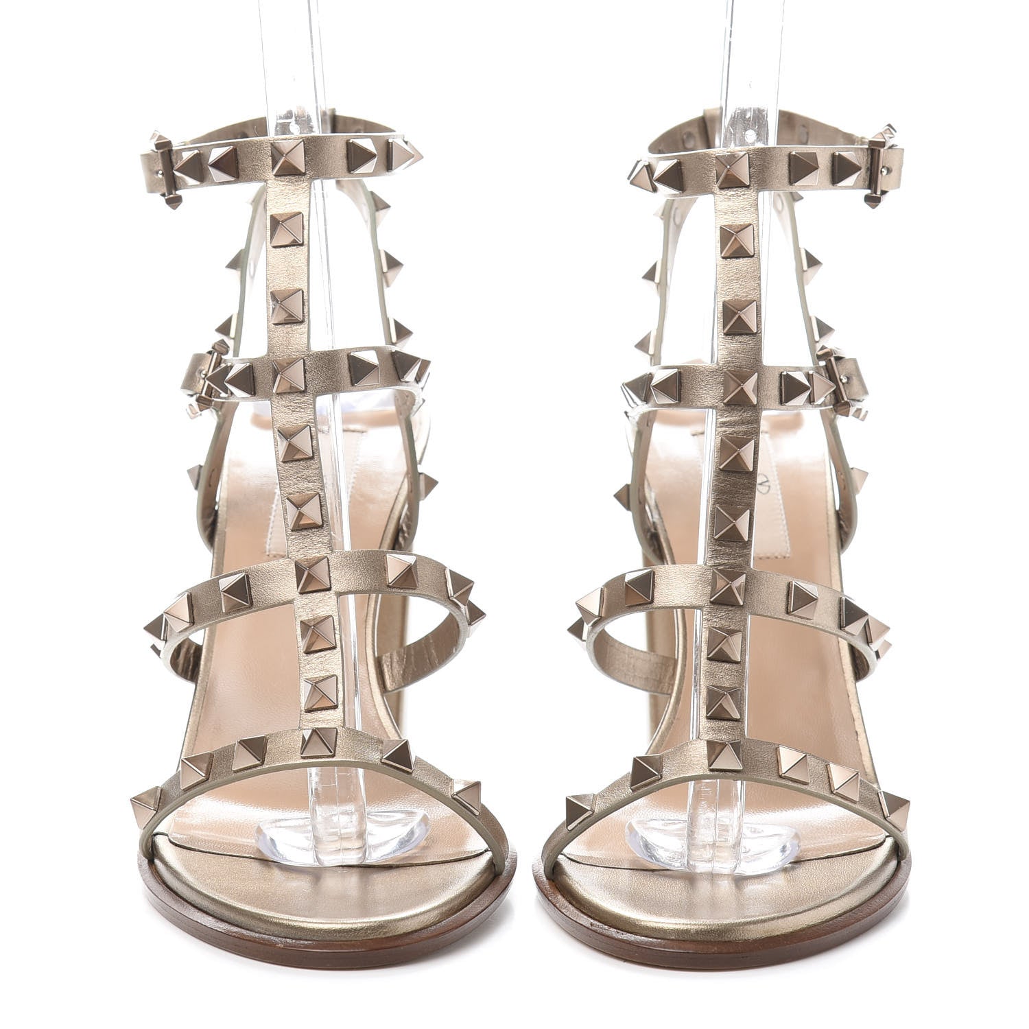 Valentino Garavani Metallic Calfskin Rockstud 90mm City Sandals 37.5 Skin 2 of 8