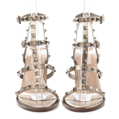 Valentino Garavani Metallic Calfskin Rockstud 90mm City Sandals 37.5 Skin 2 of 8