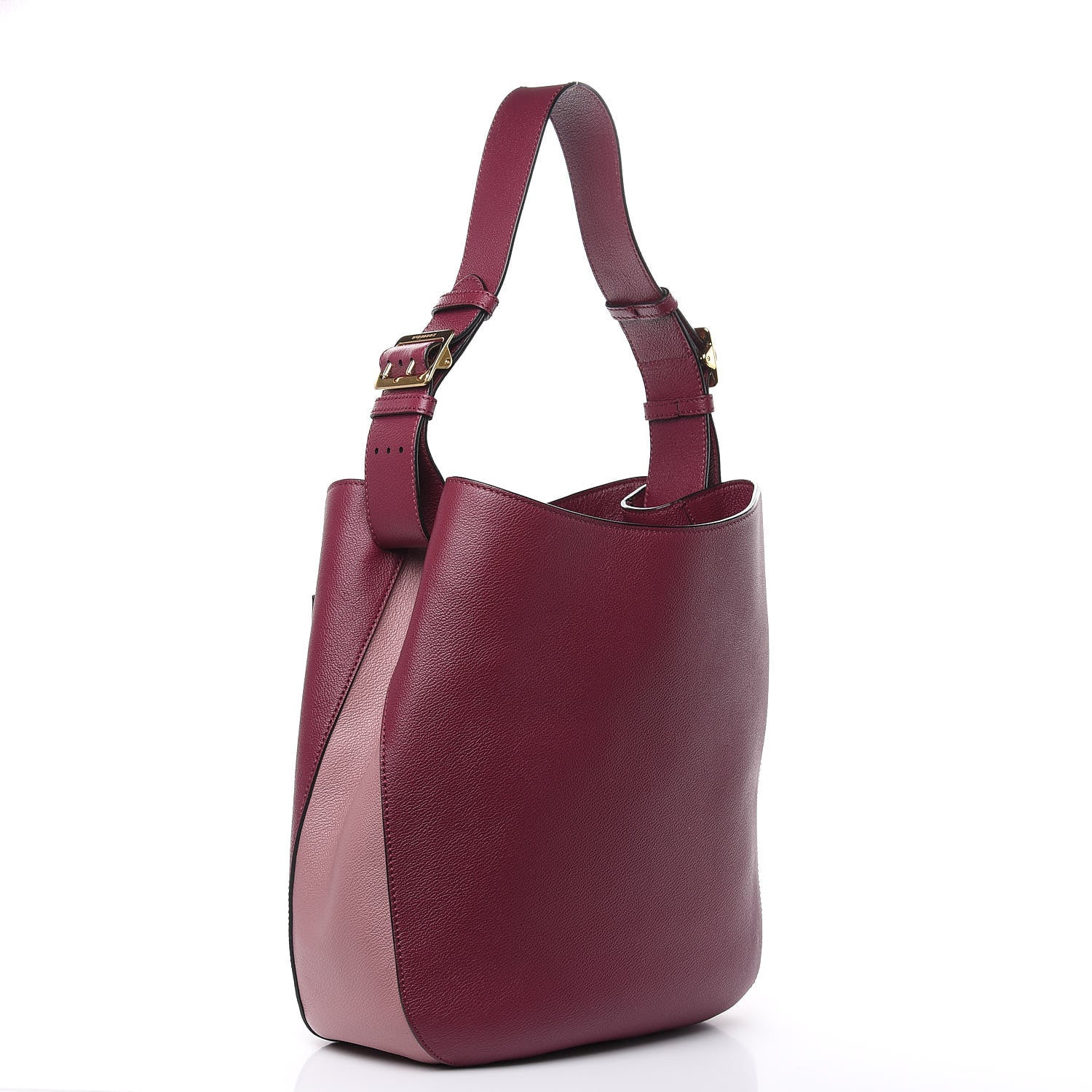 Burberry Soft Grain Calfskin Bi-Color Small Elmstone Hobo Dark Plum Dusty Pink 3 of 13