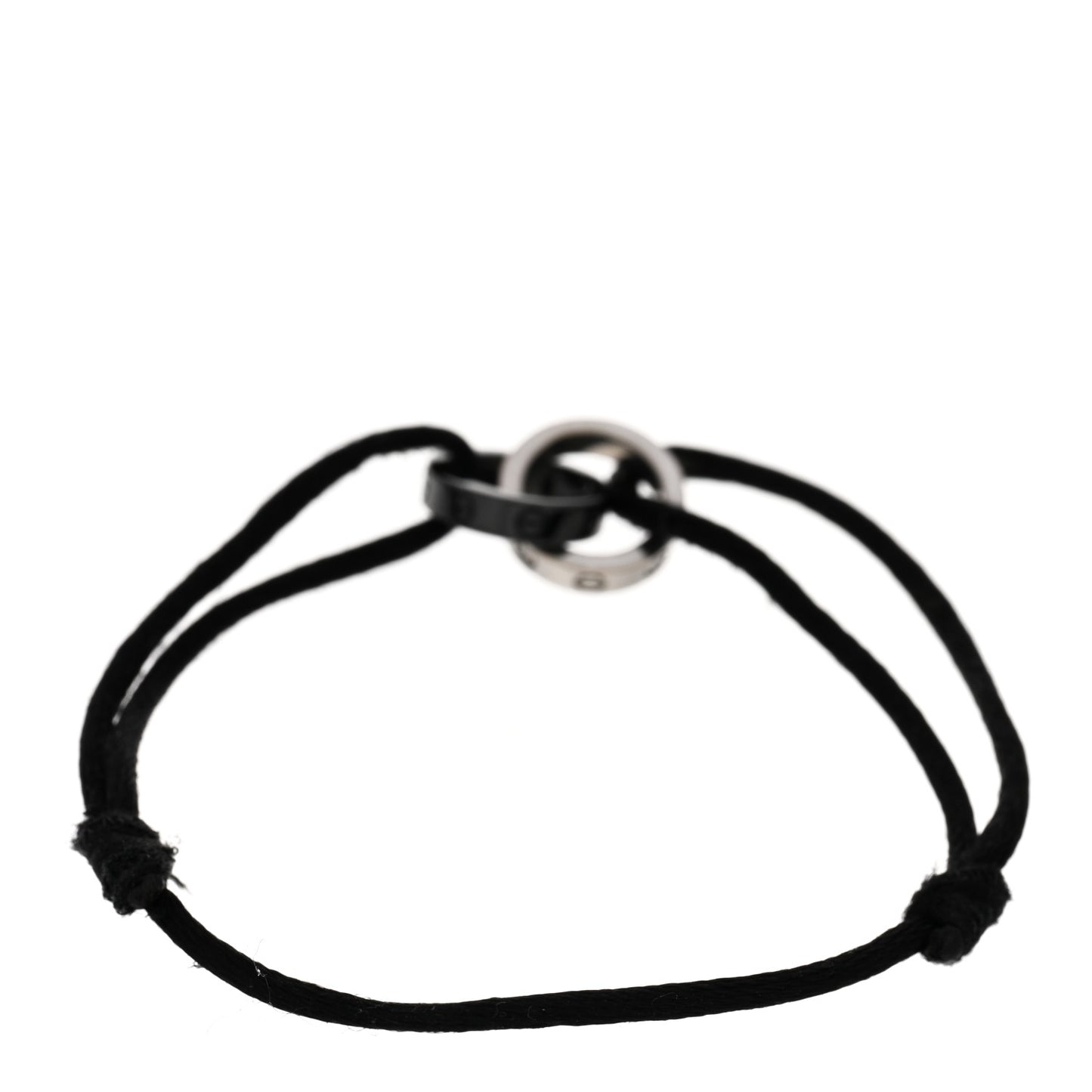 18K White Gold Ceramic 4 Diamond LOVE Cord Bracelet Black