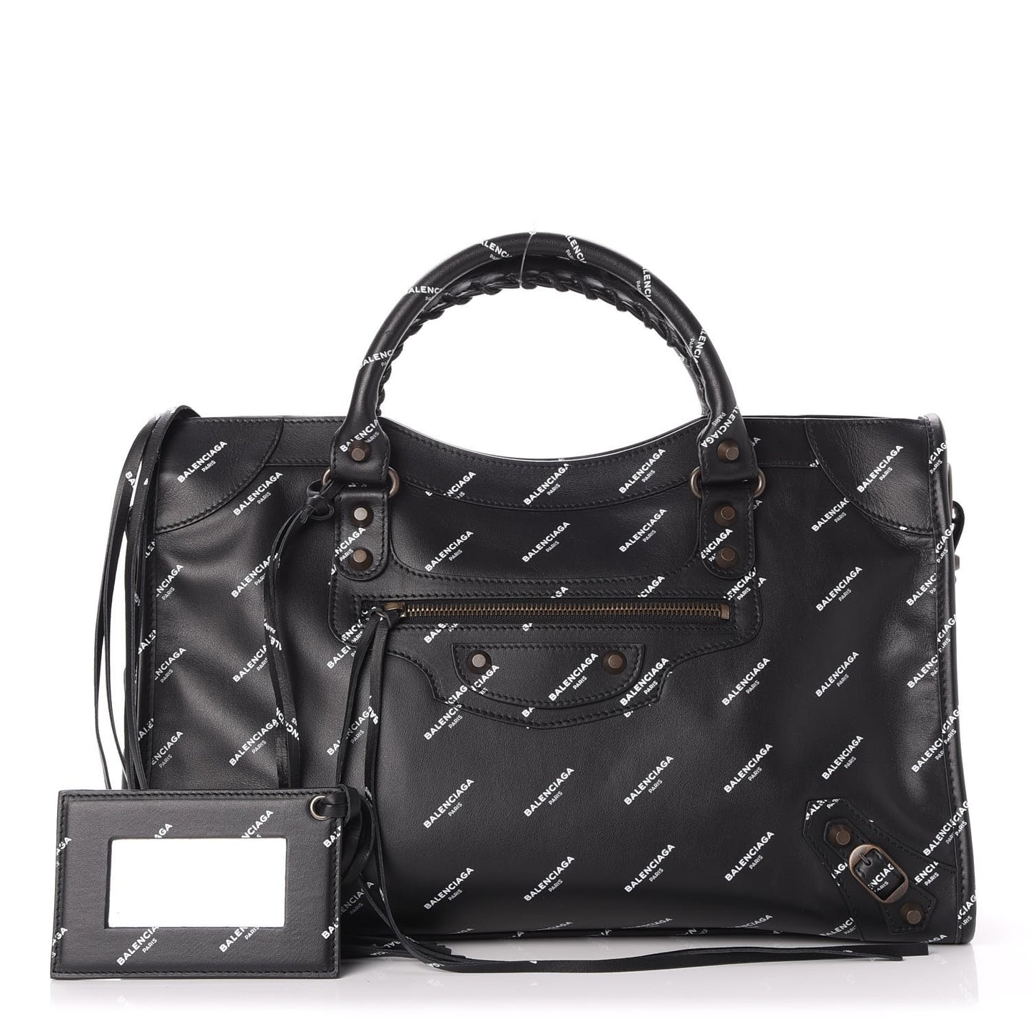 Veau Allover Logo Classic Hardware City Black White