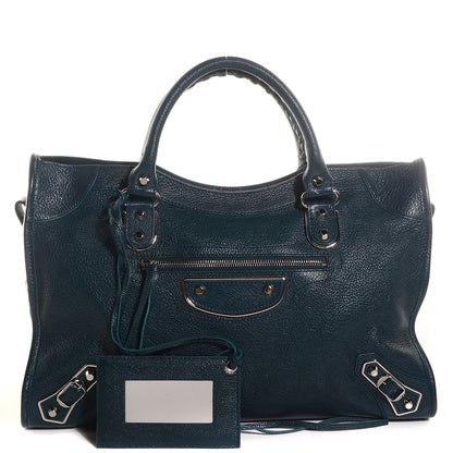 Balenciaga Chevre Silver Metallic Edge Hardware City Bleu Paon 12 of 12