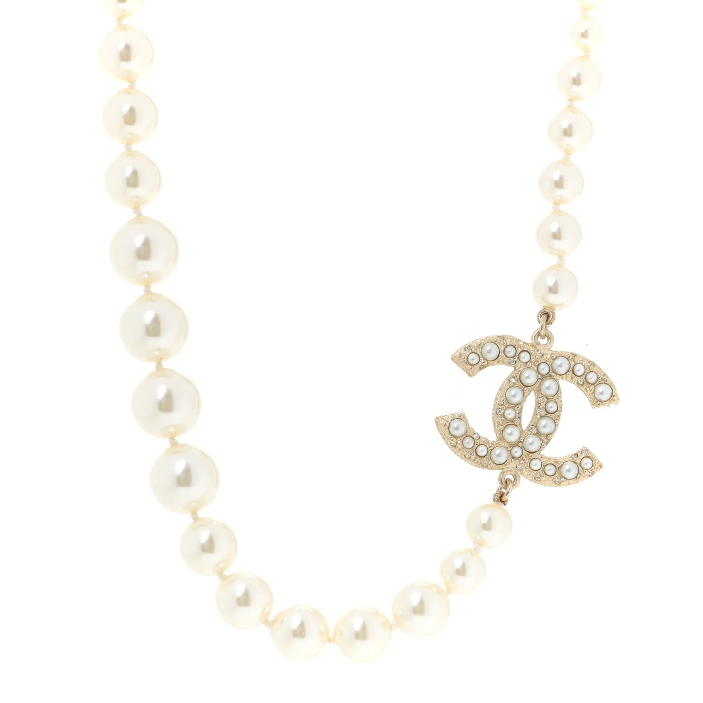 Pearl CC 100th Anniversary Necklace Light Gold