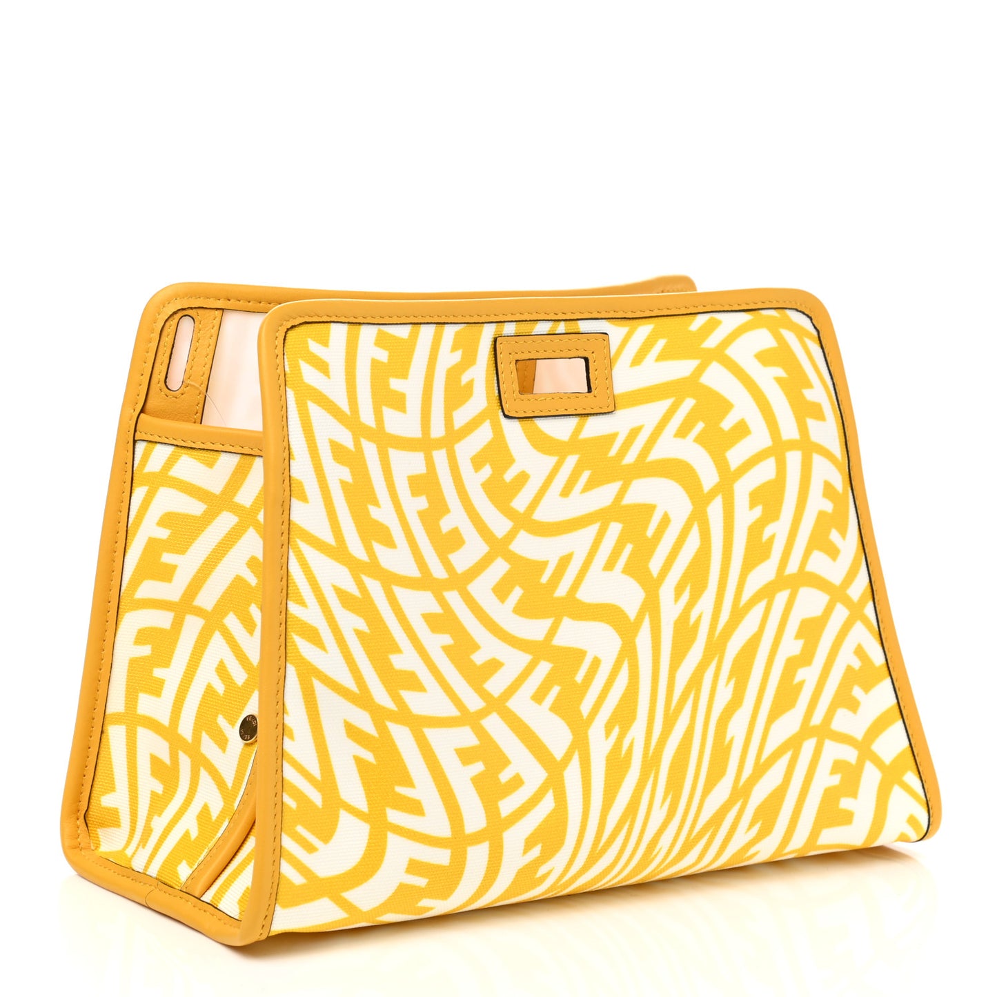 X SARAH COLEMAN Glazed Canvas Vitello Grace FF Vertigo Mini Peekaboo Defender Cover Mimosa White