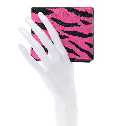 Saint Laurent Grain De Poudre Zebra Print East West Wallet Pink 2 of 6