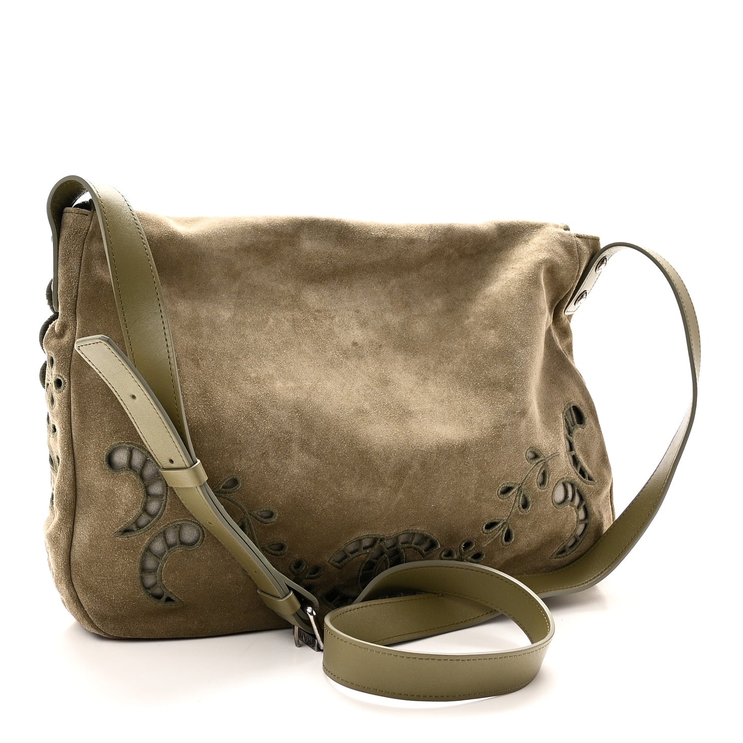 Suede CC Eyelet Messenger Khaki