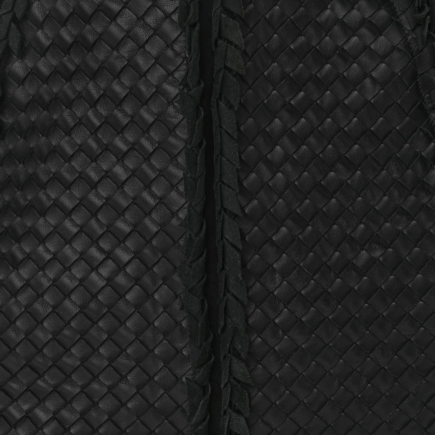 Nappa Intrecciato Large Franges Shoulder Bag Black