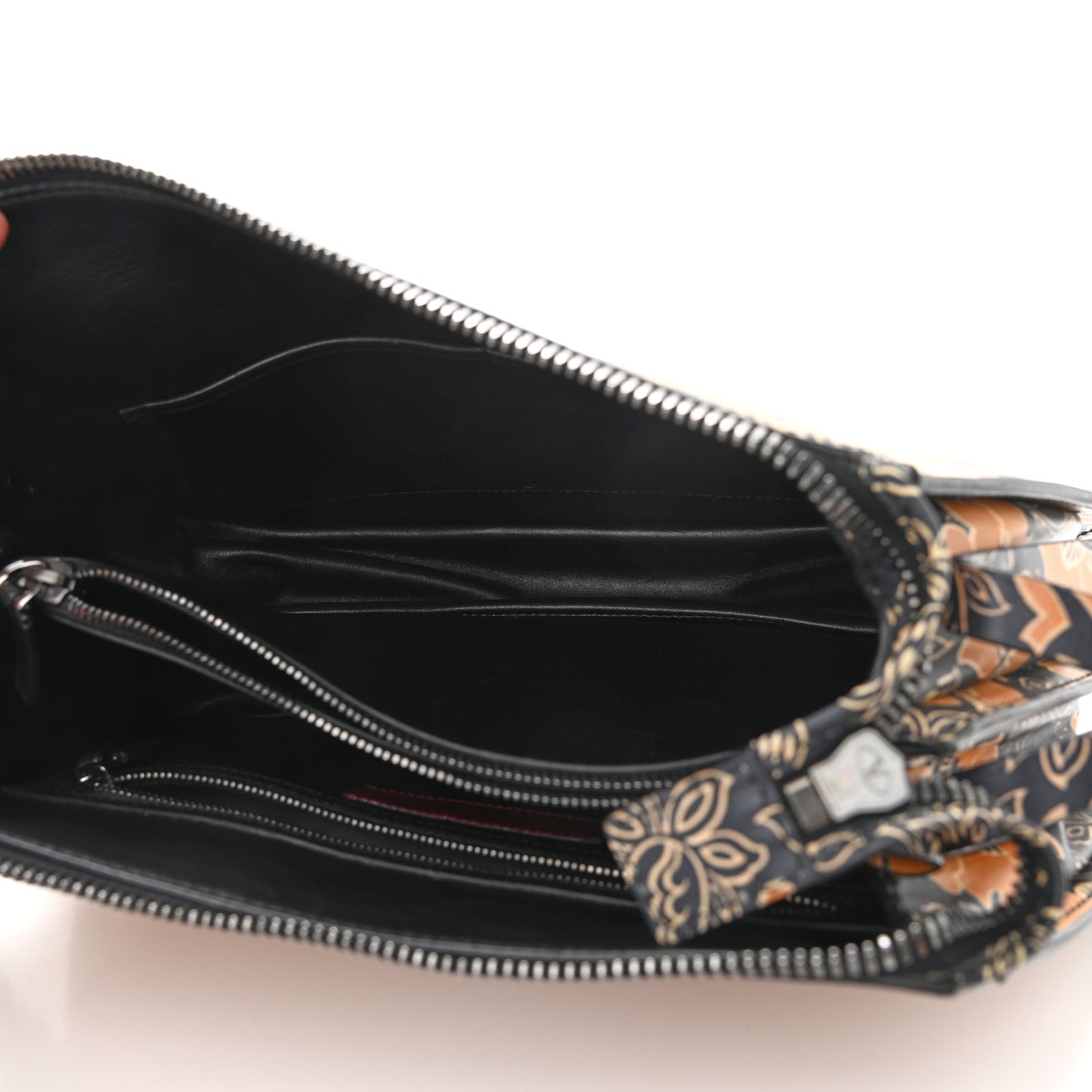 Calfskin Floral Print Mime Hobo Brown