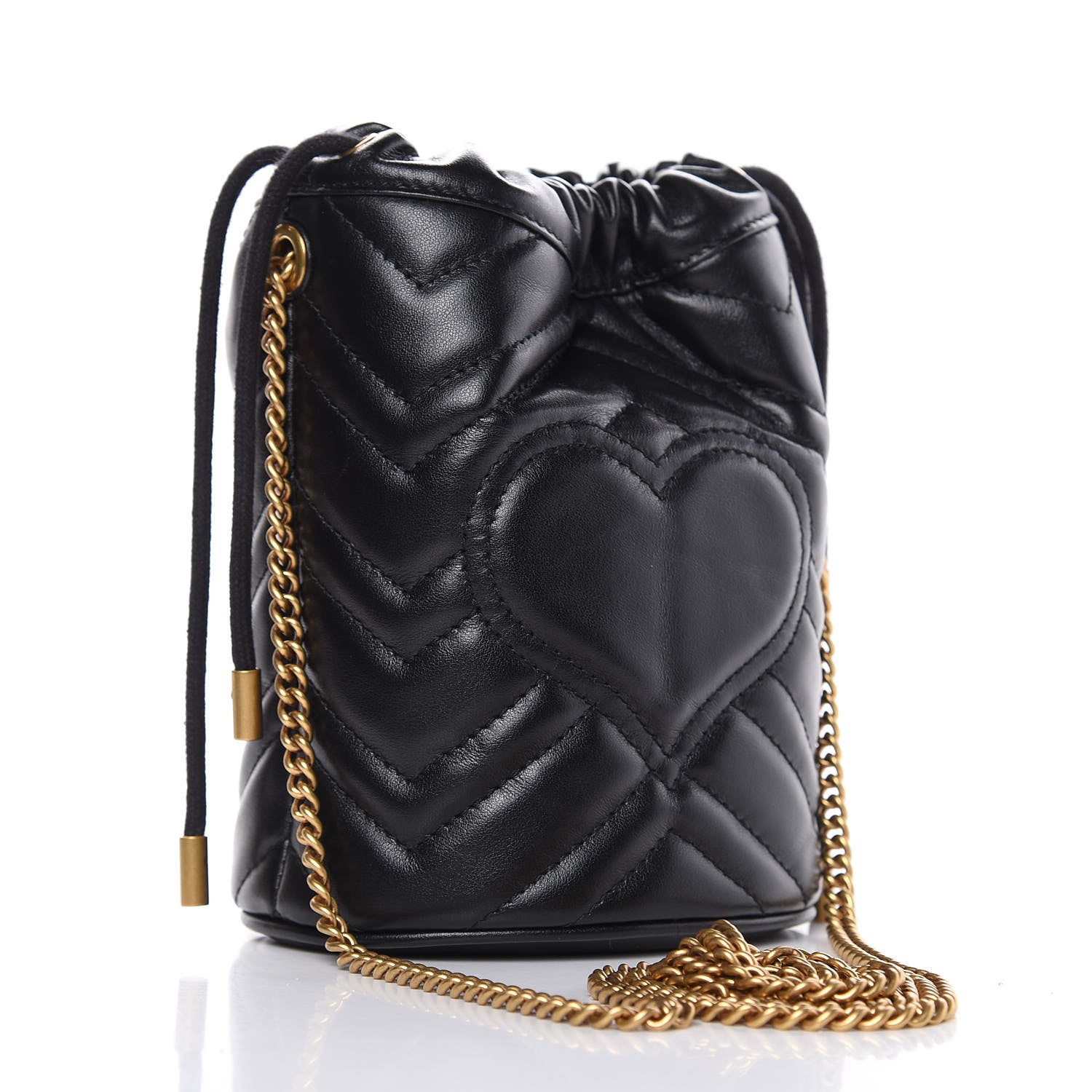 Gucci Calfskin Matelasse Mini GG Marmont 2.0 Bucket Bag Black 3 of 8