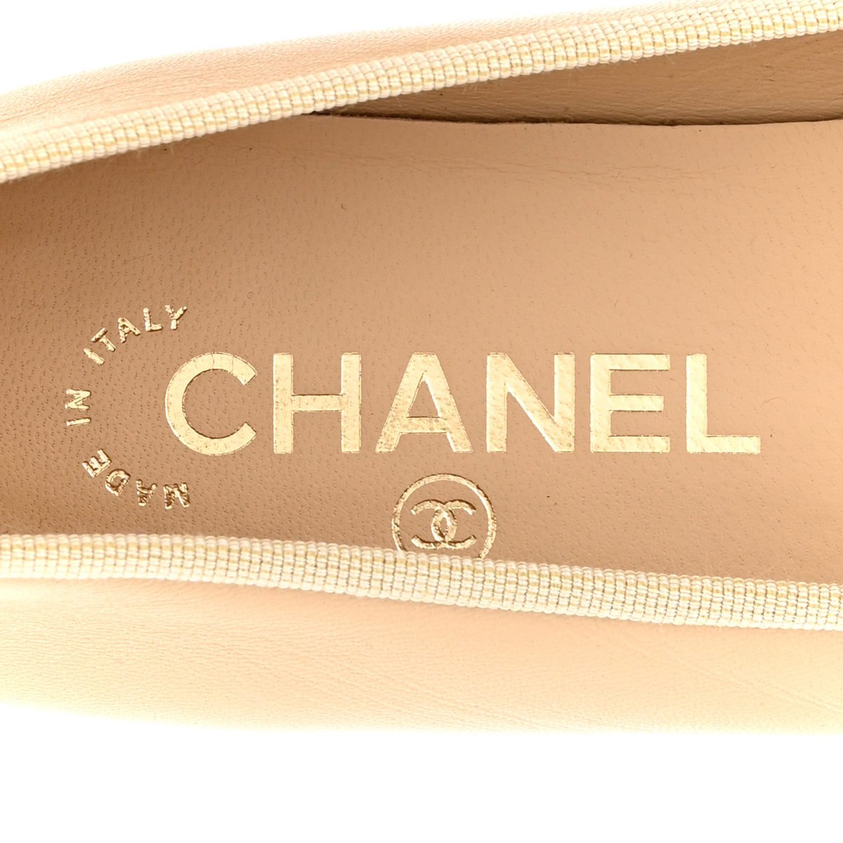 Lambskin Cap Toe CC Ballerina Flats 35.5 Beige Black