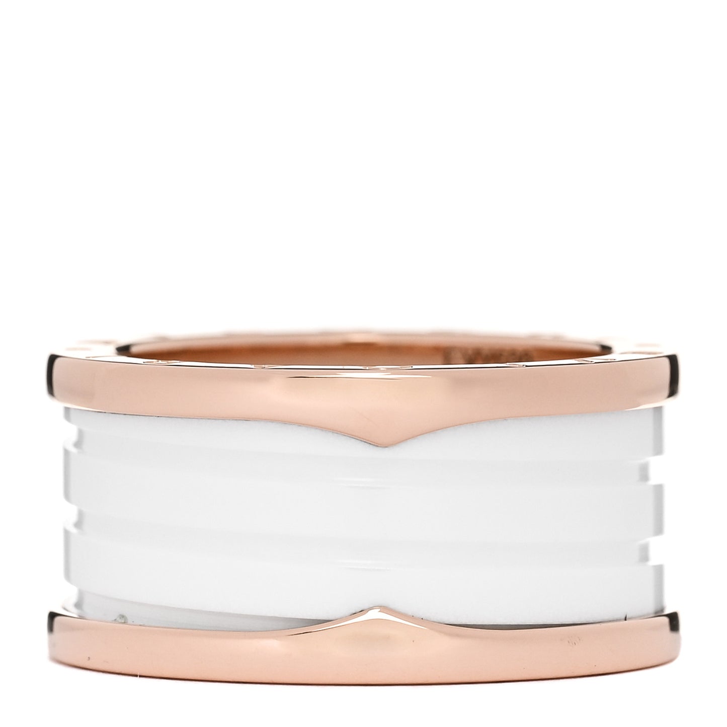 18K Rose Gold White Ceramic B.Zero1 Four-Band Ring 61 9.5