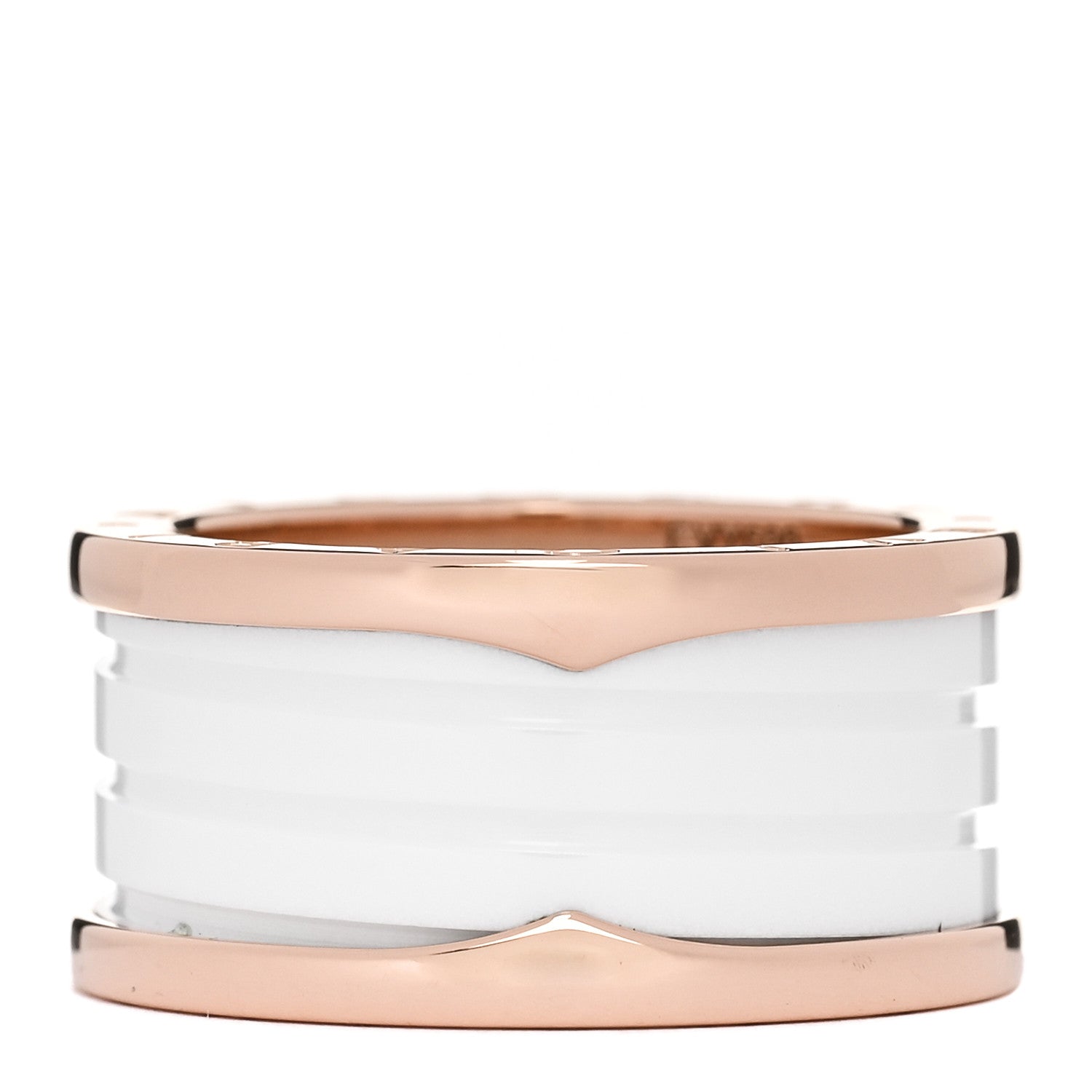 Bulgari 18K Rose Gold White Ceramic B.Zero1 Four-Band Ring 61 9.5 1 of 5