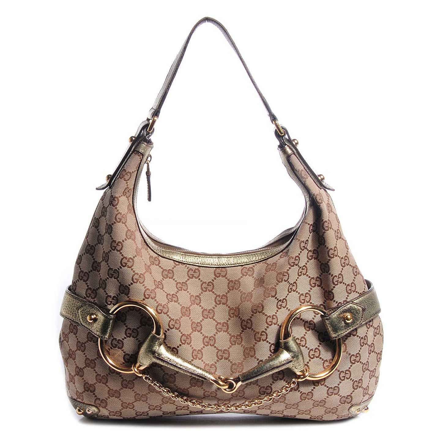Monogram Large Horsebit Chain Hobo Metallic