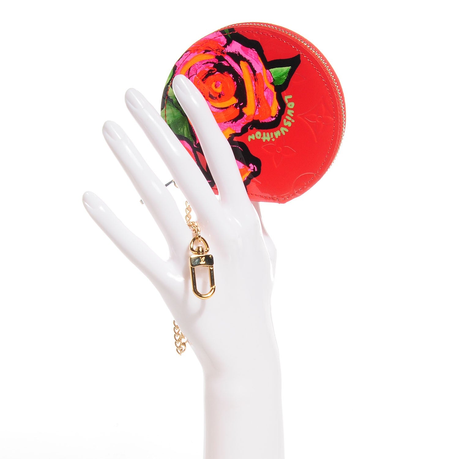 Louis Vuitton Vernis Roses Chapeau Coin Purse Orange Sunset 2 of 8