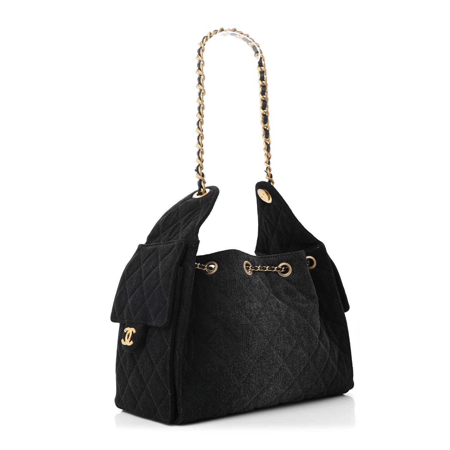 Chanel Washed Denim Quilted Small Chanel 25 Handbag Black 3 of 11