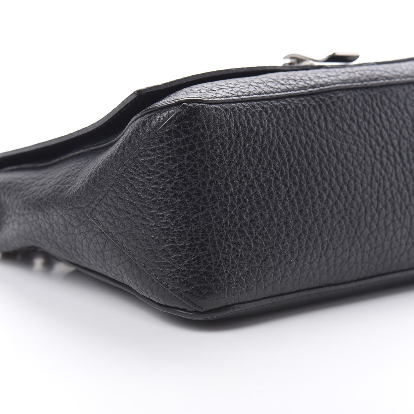 Pebbled Calfskin Small Courier Black