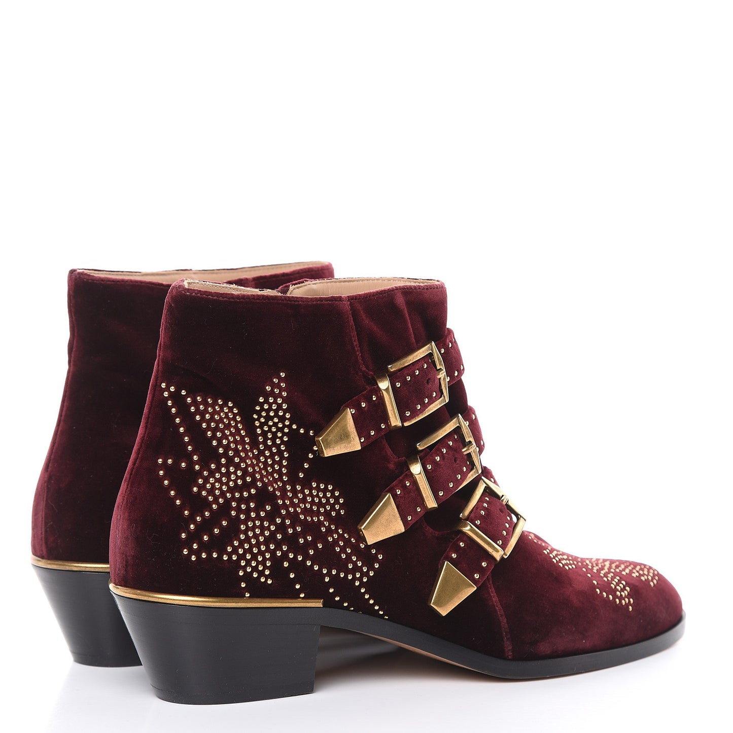 Velvet Studded Susanna Ankle Boots 41 Bordeaux
