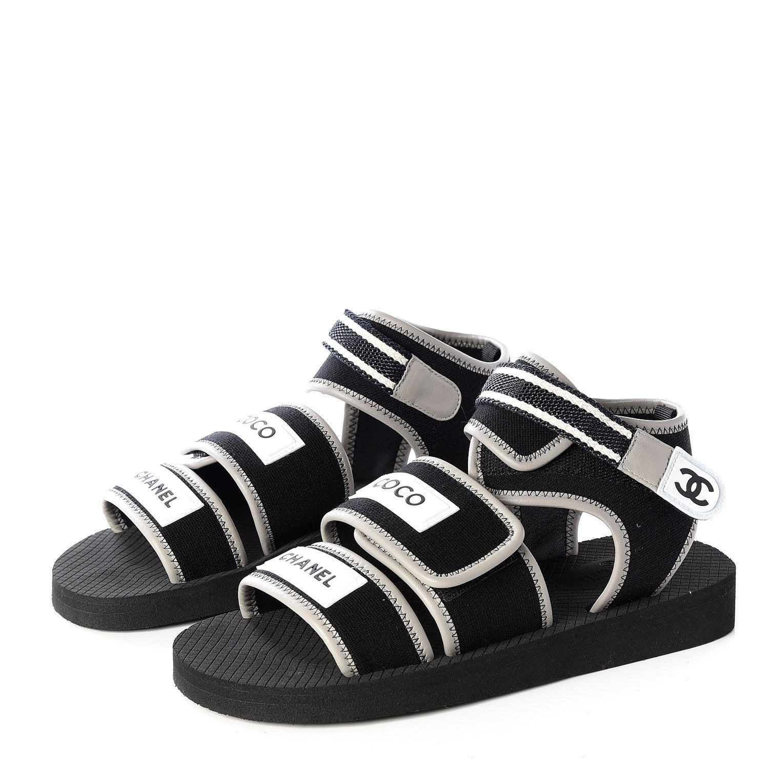 Chanel Lambskin Jersey Coco Sandals 38 Black 2 of 11
