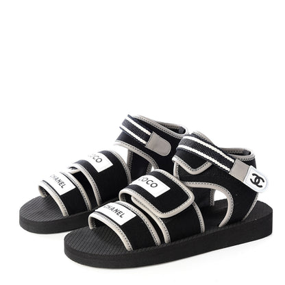 Chanel Lambskin Jersey Coco Sandals 38 Black 2 of 11