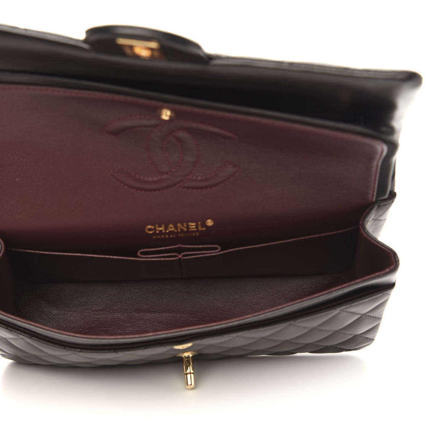 Lambskin Quilted Medium Double Flap Black