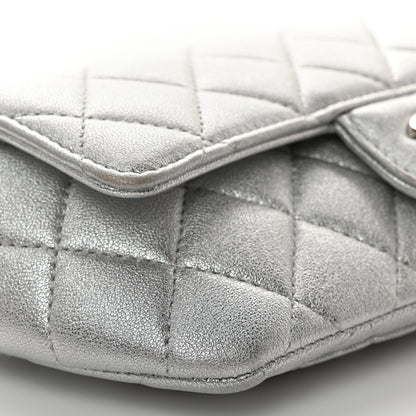 Chanel Metallic Lambskin Quilted Glasses Case With Chain Silver 9 of 11