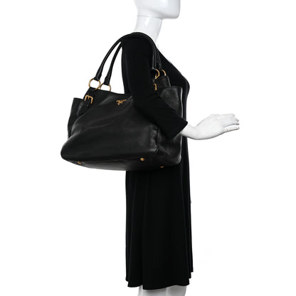 Prada Vitello Daino Tote Black 2 of 9